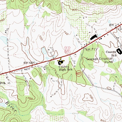 Topographic Map of Rappahannock County High School, VA