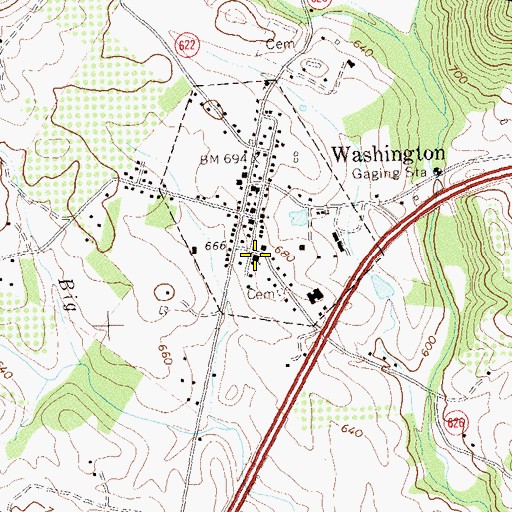 Topographic Map of Washington Baptist Church, VA