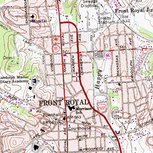 Topographic Map of Front Royal Post Office, VA