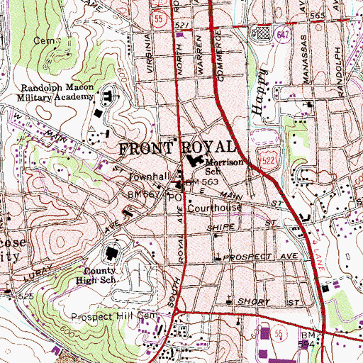 Topographic Map of Front Royal United Methodist Church, VA