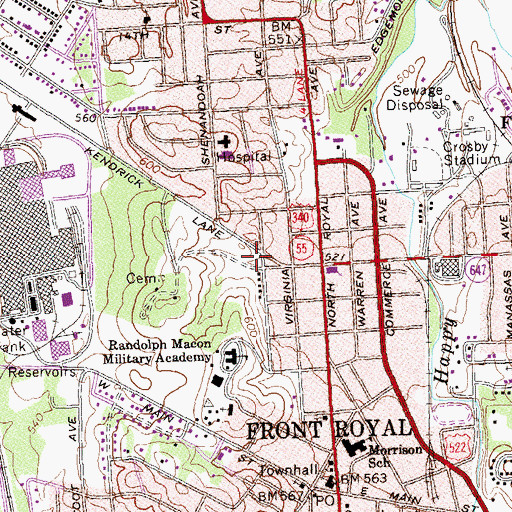 Topographic Map of Samuels Public Library, VA