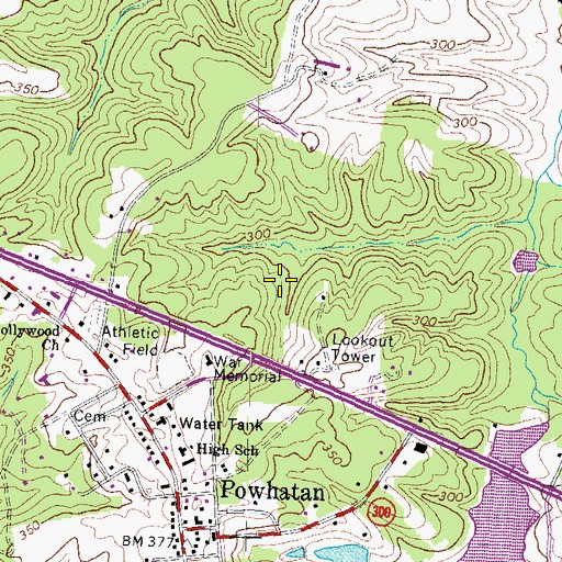 Topographic Map of Powhatan County, VA
