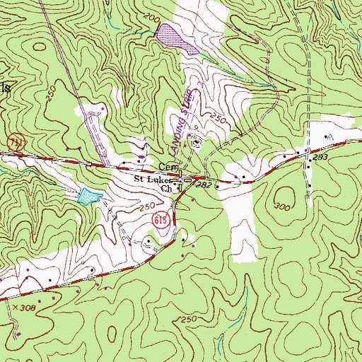 Topographic Map of Saint Lukes Cemetery, VA