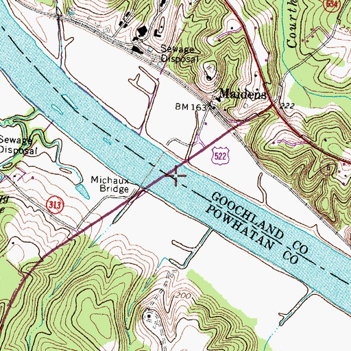 Topographic Map of Atkinsons Ferry (historical), VA