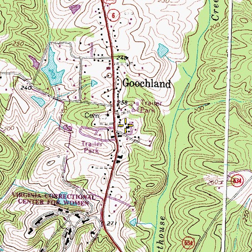 Topographic Map of Goochland County Courthouse, VA