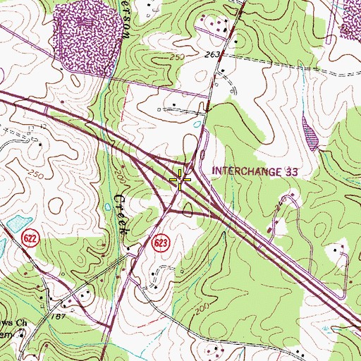 Topographic Map of Interchange 173, VA