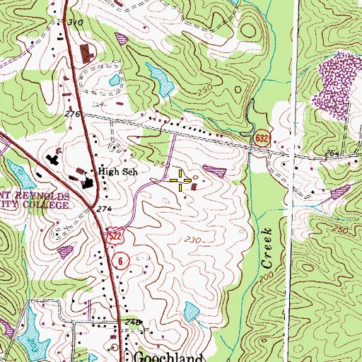 Topographic Map of Reynolds Community College - Goochland Campus, VA