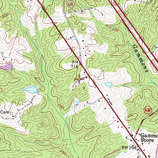 Topographic Map of Poplar Forest, VA
