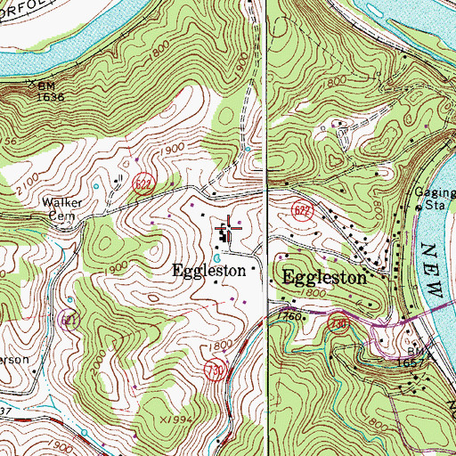 Topographic Map of Eggleston Elementary School (historical), VA