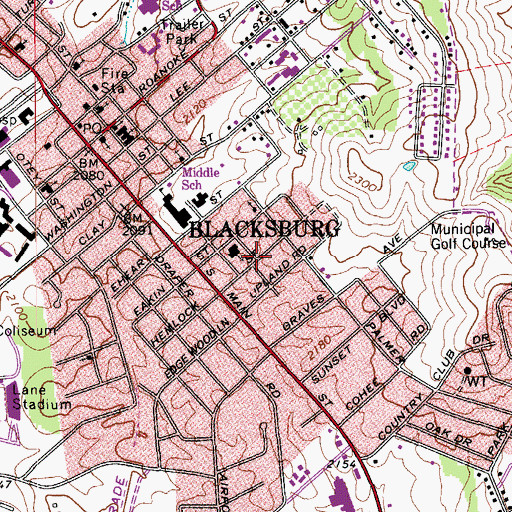 Topographic Map of Mountain View Estates, VA