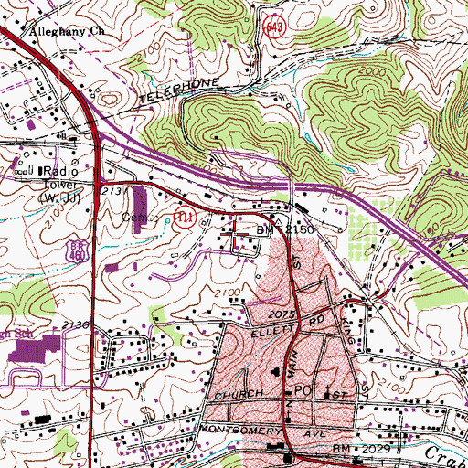 Topographic Map of Newcomb Heights, VA