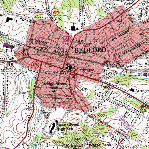Topographic Map of Main Street Methodist Church, VA