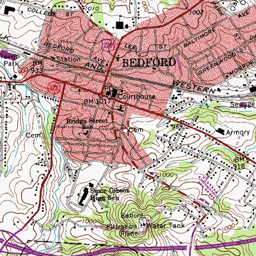 Topographic Map of Otey Street Cemetery, VA
