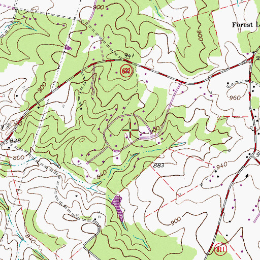 Topographic Map of Woodlands, VA