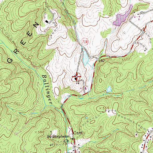 Topographic Map of Esmont Estate, VA