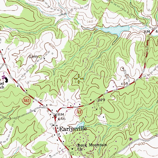 Topographic Map of Mill Run, VA