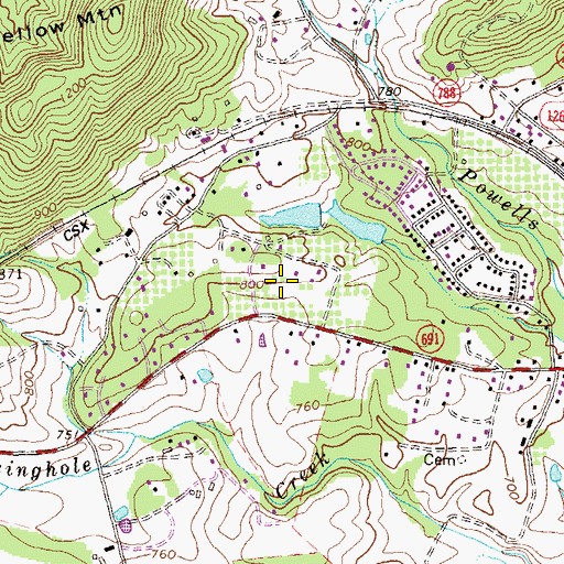 Topographic Map of Foothill Village, VA