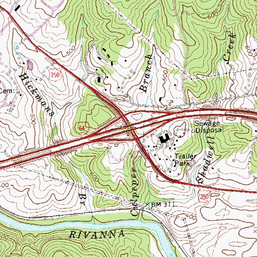 Topographic Map of Interchange 124, VA