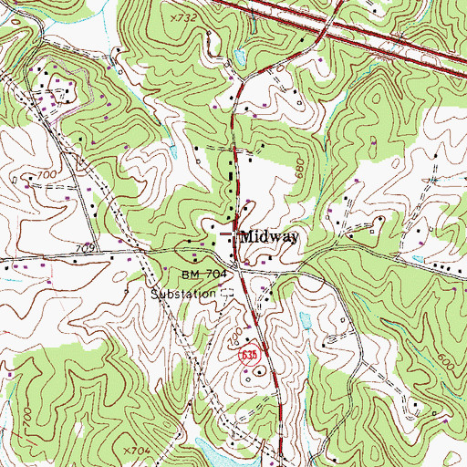 Topographic Map of Midway School (historical), VA