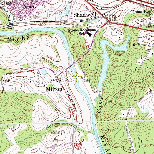 Topographic Map of Milton Marina, VA