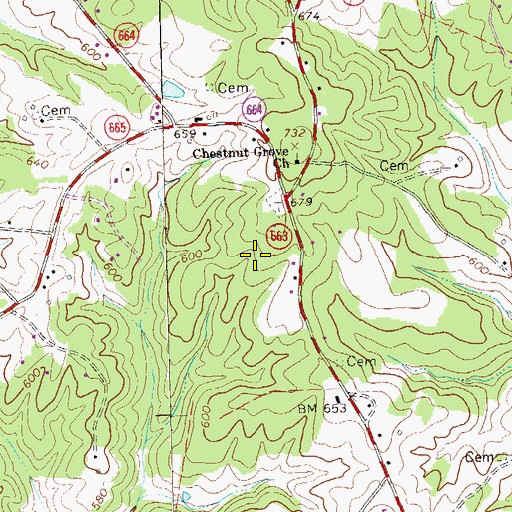Topographic Map of Mountain Laurel, VA
