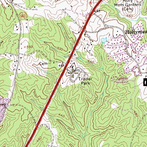 Topographic Map of Ridgewood Mobile Home Park, VA