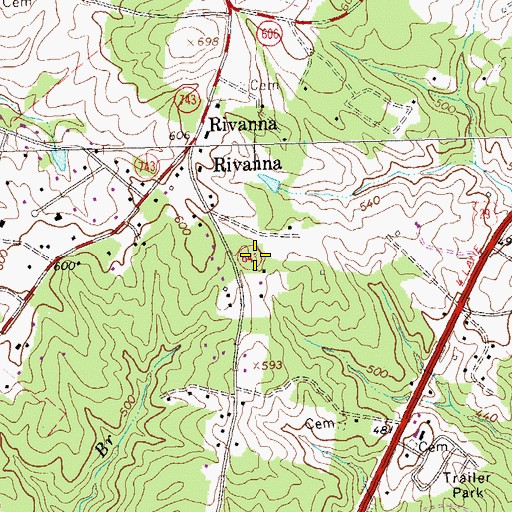 Topographic Map of Templeton Acres, VA