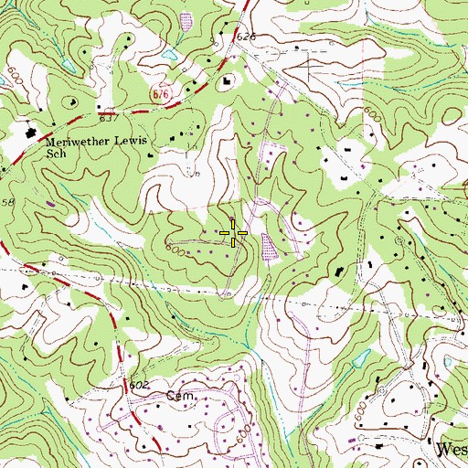 Topographic Map of West Woods, VA