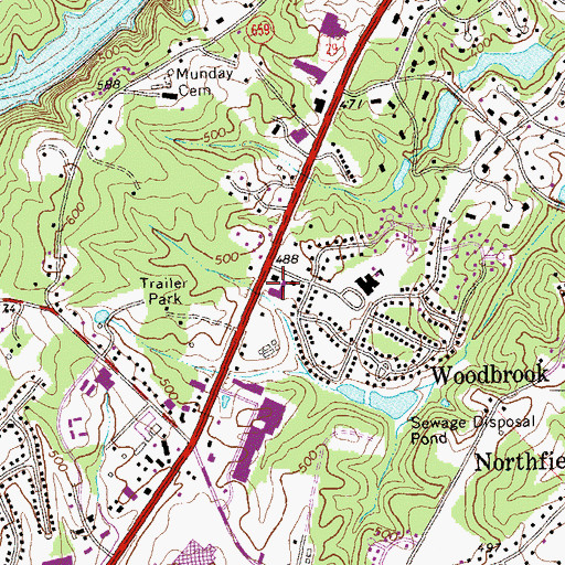 Topographic Map of Woodbrook Shopping Center, VA