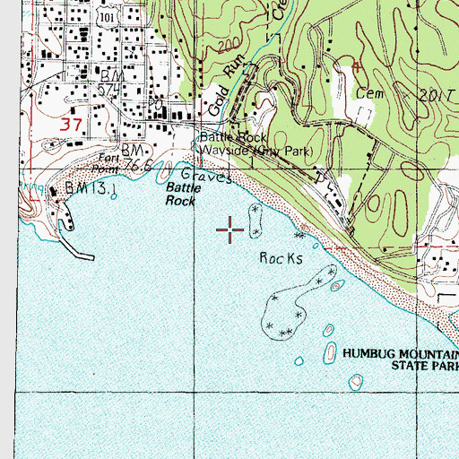 Topographic Map of Battle Rock Arch, OR