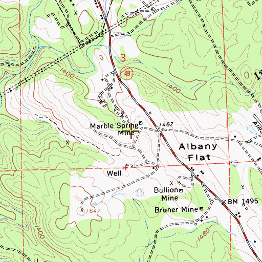 Topographic Map of Big Spring Mine, CA