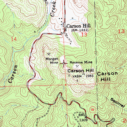 Topographic Map of Union Mine, CA