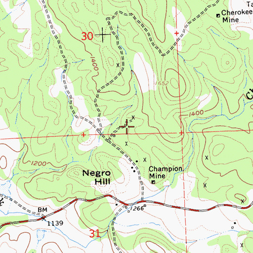 Topographic Map of Belmont Osborn Mine, CA