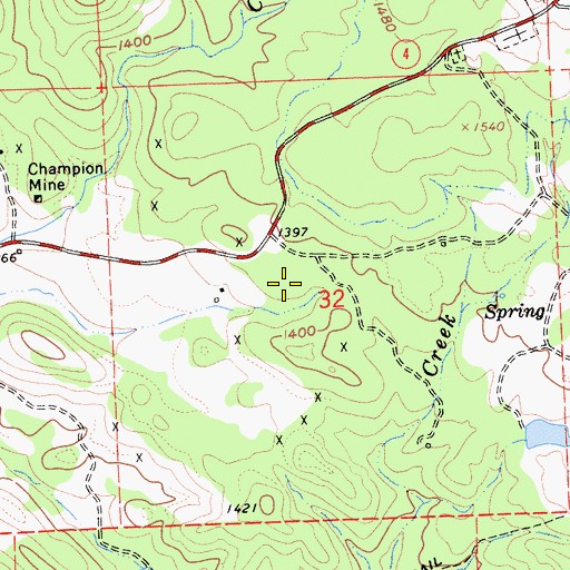 Topographic Map of Evening Star Mine, CA