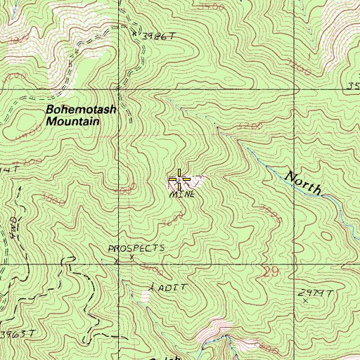 Topographic Map of Sutro Mine, CA