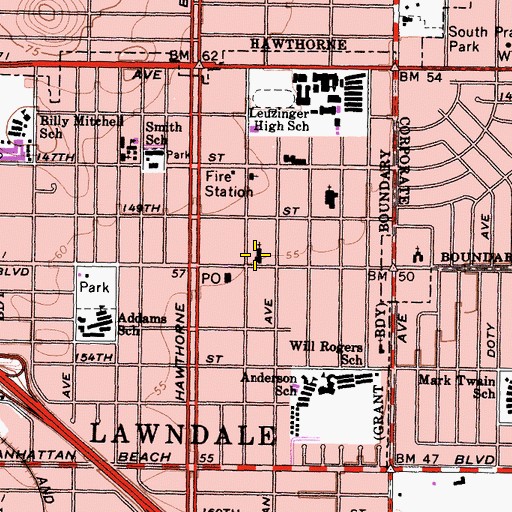 Topographic Map of First Baptist Church, CA