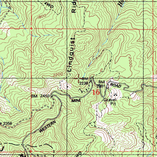 Topographic Map of Great Western Mine, CA