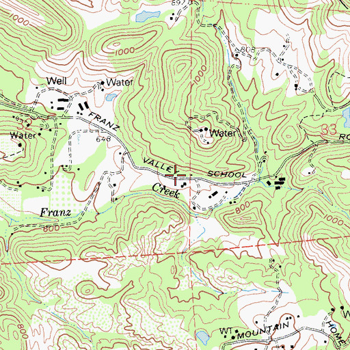 Topographic Map of Franz Valley School (historical), CA