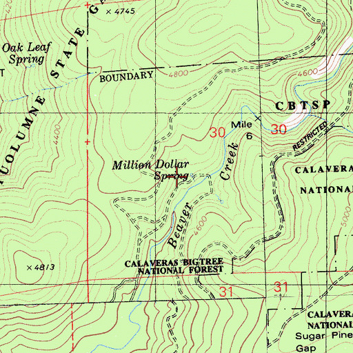 Topographic Map of Million Dollar Spring, CA