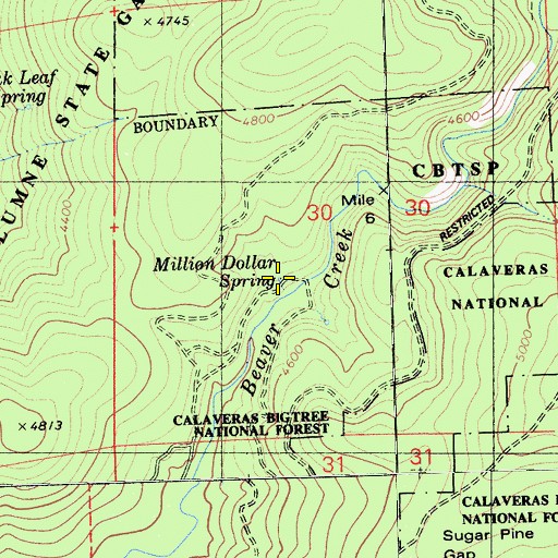 Topographic Map of Million Dollar Spring, CA