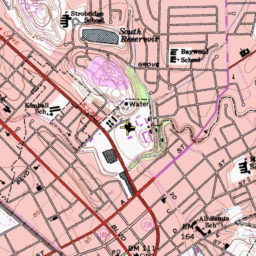Topographic Map of Centennial Hall, CA