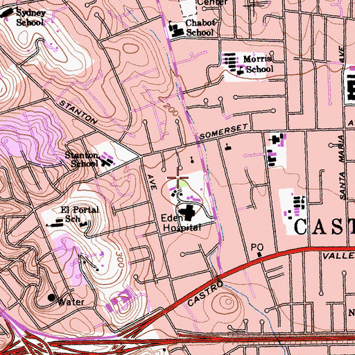 Topographic Map of Laurel Grove Hospital, CA