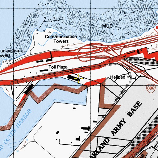 Topographic Map of Bay Bridge Terminal, CA