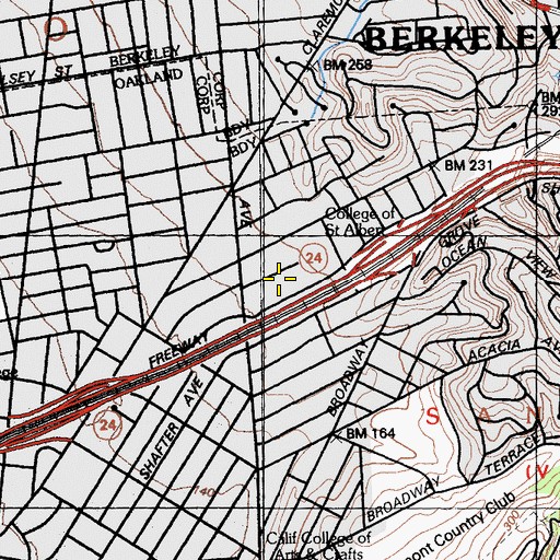 Topographic Map of Rockbridge Branch Oakland Public Library, CA