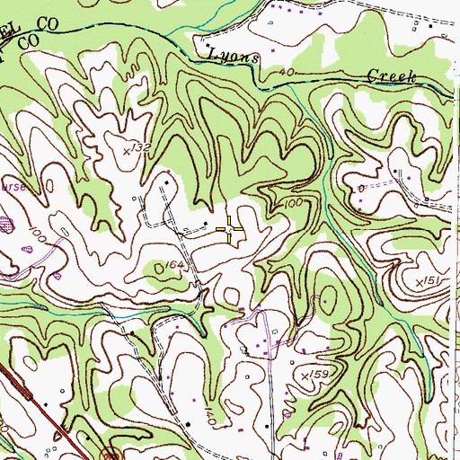 Topographic Map of Lyons Creek Hundred, MD