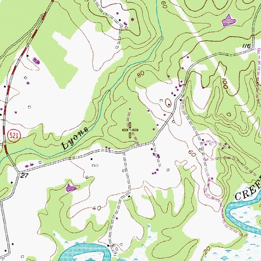 Topographic Map of Lowery Oaks, MD