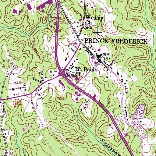 Topographic Map of Calvert County Public Library, MD