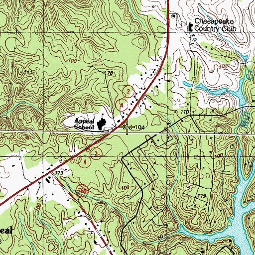 Topographic Map of Lusby Post Office, MD