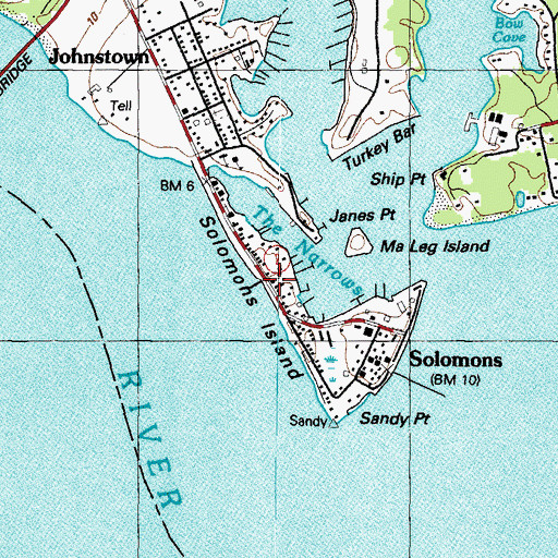 Topographic Map of Solomons United Methodist Church, MD