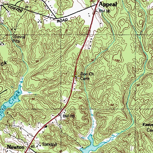 Topographic Map of Zion Church, MD